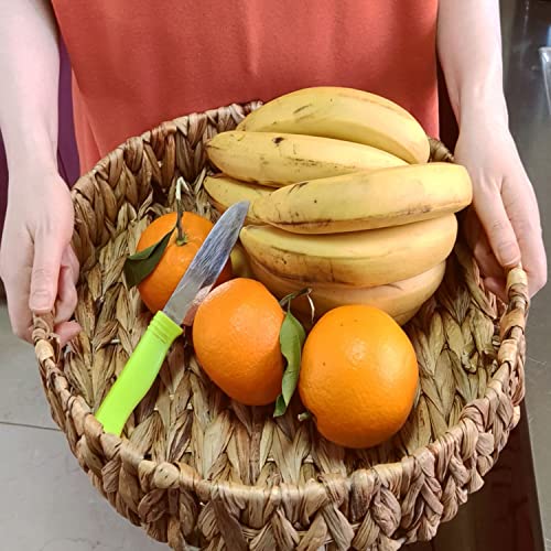Zkznsmart Set Of 3 Grass Weaving Tray，Hand-Weaving Natural Water Hyacinth Storage Baskets,Wicker Serving Trays With Built-In Handles, Grass Storage Bins For Fruit,Arts And Crafts. #TOP4