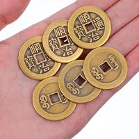 Hadnves 6 PCS I Ching Coins 1.1" W Brass, Chinese Lucky Coin for Decor — image 3
