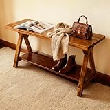 Taibahong Rustic Solid Wood Entryway Bench, Farmhouse Bench for Entryway, Small Wood Benches Indoor, Decorative Bench 30''
