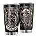 Zbbfwu Wikinger Walhalla Schädel Kaffeebecher to go Thermobecher Edelstahl Auslaufsicher Kaffeetasse Tumbler White 600ml