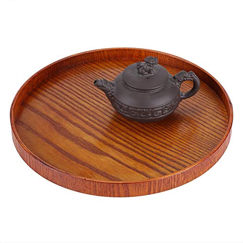 Generic - Bandeja de madera para servir, plato de madera, plato de té y bandejas de servicio, platos, platos de agua y bebidas, escamas versátiles, bebidas, té, café, (diámetro 33 cm)