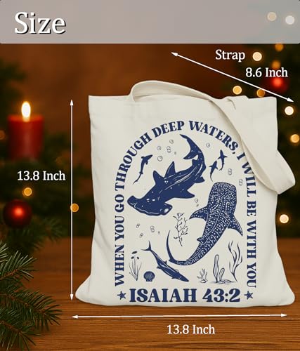 Image of Aesthetic Christian Gifts Tote Bag for Church, Religious Tote Bag for Bible Study, Medium Size with Inner Pocket