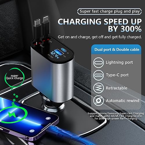 Retractable-Car-Charger4-in1-Phone-Fast-Car-Charger-120W2-USB-Ports-Car-Charger-Adapter-and-2-Retractable-Cables-26FtCompatible-with-iPhoneAirpod-Series14131211Galaxy-Series-S23-S22S21