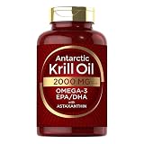 Antarktisches Krillöl mit Natürlichem Astaxanthin – Unterstützt Antioxidans, Gedächtnis & Konzentration, Hoch Absorbierbar, Glutenfrei & Sojafrei