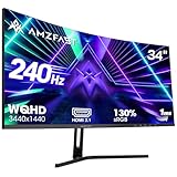 Amzfast 34-Inch Curved Ultrawide Gaming Monitor - UWQHD (3440x1440), 240Hz, 1ms MPRT, 1500R, Adaptive-Sync | Dual HDMI 2.1 & DisplayPort 1.4 | VESA | Flicker-Free | AMZG34C5Q Pro
