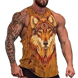 Nepsulanx Mens Cool Wolf Graphic Tank Tops 3D Print Sleeveless Summer Casual Gym Workout Muscle T Shirts,Western Tribal Wolf,M