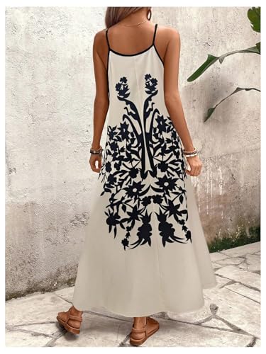 SOLY HUX Women's Leopard Print Maxi Dress V Neck Spaghetti Strap Flowy Long Vacation Summer Dresses2