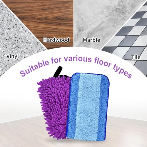 Image of DLAIMI 4 Pack Pet System Microfiber Sweeping Pad for Bona Mops, Microfiber Cleaning Pad for Hardwood Floors Dry Wet Cleaning - Picks Up Pet Hair - Includes 2 Sweeping Pads and 2 Deep Clean Pad