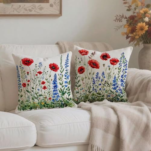 Housse coussin 80x80cm imperméable rouge avec fermeture éclair - 4