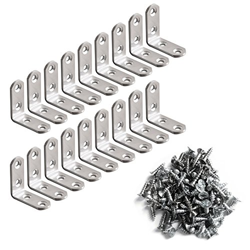 Soporte de esquina en forma de L de acero inoxidable articulado ángulo recto soportes de fijación con tornillos