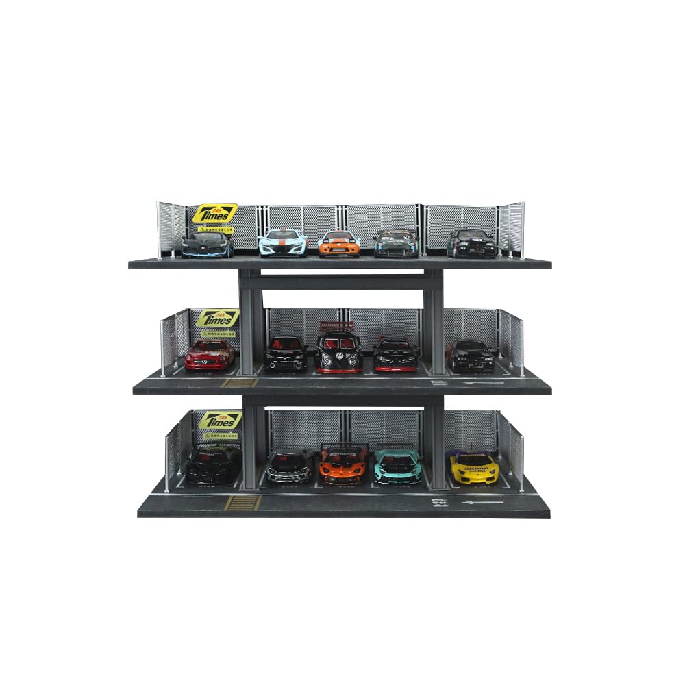 1/64 Scale Display Case 3 Layers with 15 Parking Spaces Parking Garage Moldel for Diecast Toy Car Storage Collect Gifts