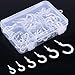 Swpeet 100Pcs White Cup Hooks Assortment Kit, Vinyl Coated Ceiling & Wall Hooks Holder for Home, Office & Workplace - 1/2