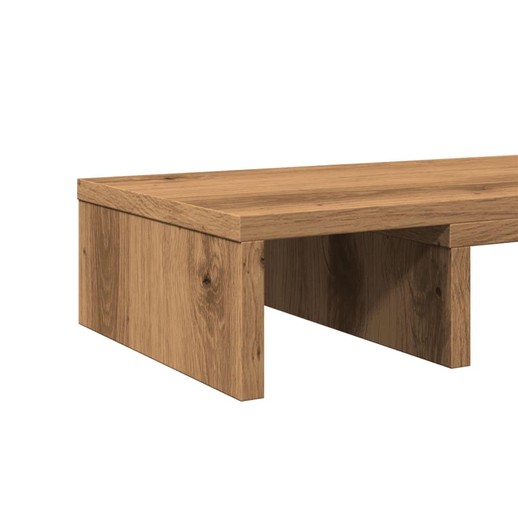 Supporto per monitor regolabile in legno di rovere Artisan, 80 x 24 x 10,5 cm, ergonomico, regolabile in altezza, salvaspazio e stabile, per scrivania per computer, tavolo da gioco, home