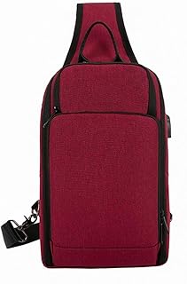 F-XDD Spalla degli Uomini Borsa, USB, Oxford Tessuto Resistente all'Usura, in Grado di Memorizzare Portafogli, Telefoni Cellulari, Occhiali ECC, Adatto per Unisex,Rosso