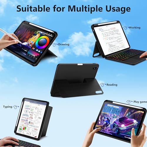 Image of Keyboard Case for iPad 11th (A16) & 10th Generation，Ultra-Light Magnetic Detachable Keyboard with Multi-Touch Trackpad - Backlit Keys,Adjustable Stand Case for iPad 11 inch 2025&10th Gen 10.9 inch