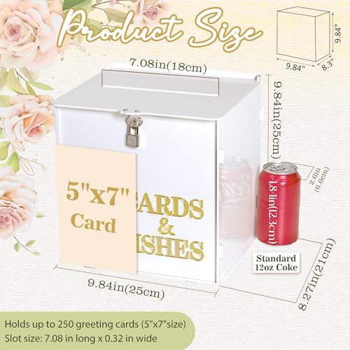 OurWarm White Wedding Card Box with Lock, Acrylic Card Box for Wedding Reception, Elegant Wedding Money Envelop Gift Card Box for Party Graduation Birthday Baby Shower Decorations by OurWarm - Used condition - Image 2