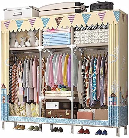 Large Locker Room Wardrobe Cloth Clothing Storage Organizer Portable Metal Hanging Rail Cupboard 172 * 163 * 45CM(Size:172 * 163 * 45CM,Color:C) (A 172 * 163 * 45CM)