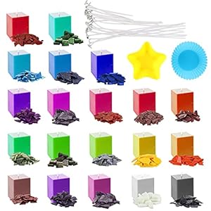 Retazly Kerzenwachs Farben 20 x 5 g, Kerzenherstellung Mit 2 Silikonformen und 20 Kerzendochte, Wachsfarbe Kerzenfärben…