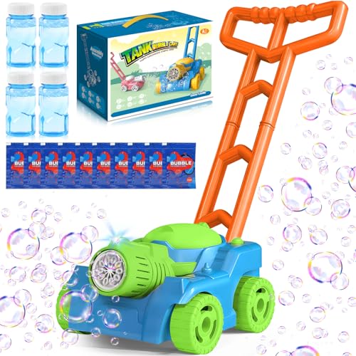 TEBOKHAD Machine a Bulles, Tondeuse à Bulles Enfant, Jouets D'extérieur pour Enfants Tondeuse à Gazon, Machine à Bulles pour des Fêtes, Activité...
