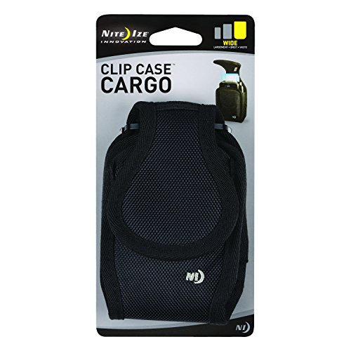 Nite Ize Universal Clip Case Cargo Cell Phone Holder with Holster Belt Clips, Wide, Black