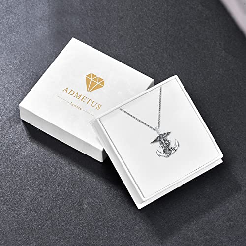 Admetus St Michael Necklace For Men 925 Sterling Silver Archangel Saint Michael Pendant Anchor Nautical Navy Necklace Protection Jewelry Religious Gifts #TOP6