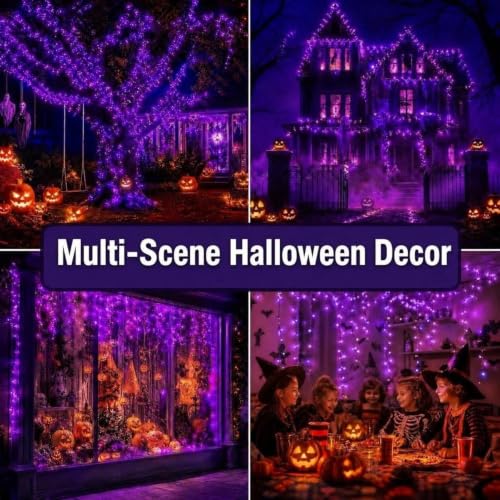 FLVOECN 720 LED 65FT Purple Halloween Ice Lights, Plug in Timer 8 Modes - image 2