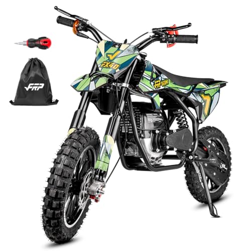 Image of FRP FX40-Ogemaw Teens Dirt Bike, EPA Approved 40CC 4-Stroke Gas Mini Dirt Bike with Dual Disc Brakes, Off-Road Bike for Ages 13+, 20 MPH Max Speed, 132 LBS Capacity - Green