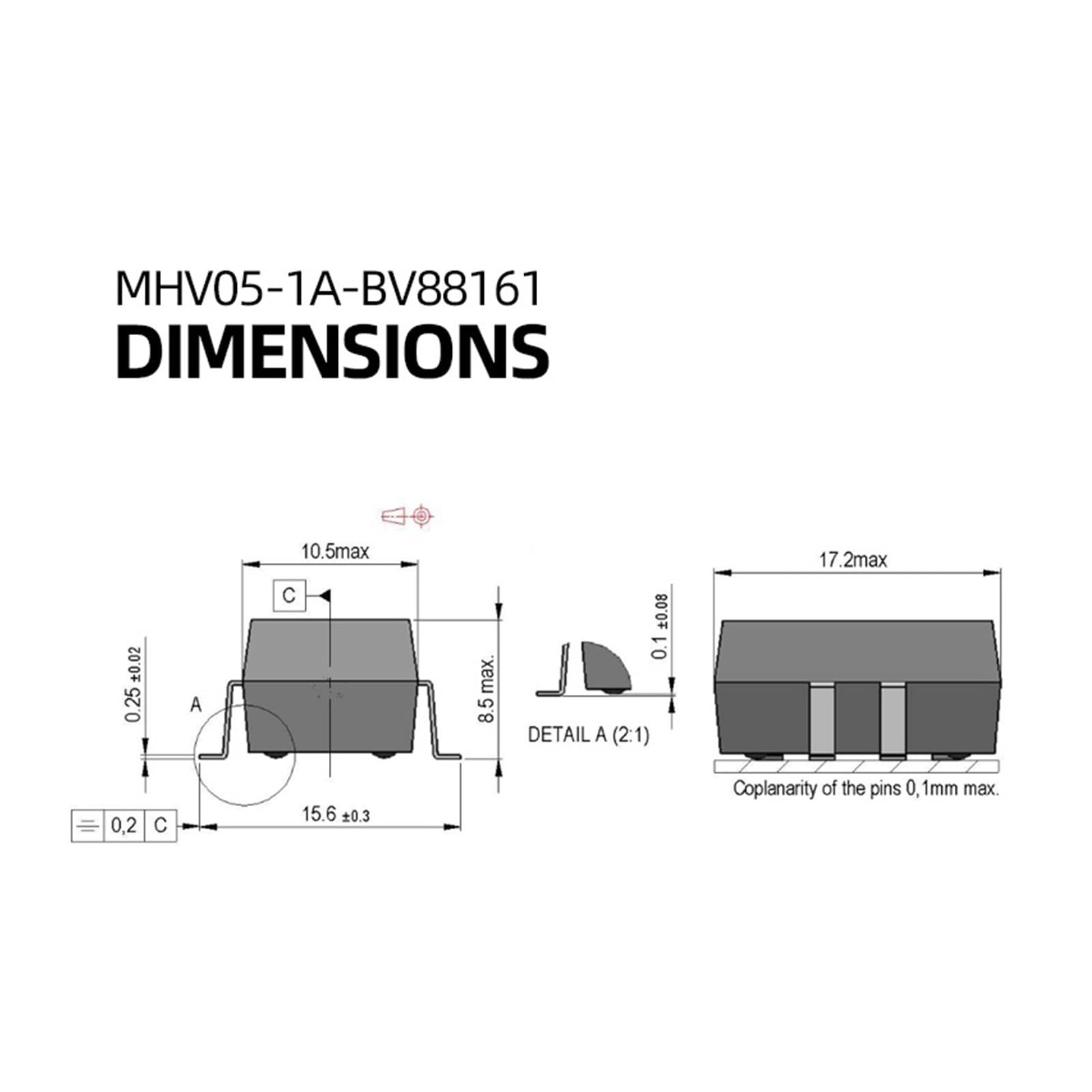Relé de láminas de alto voltaje MHV05-1A-BV88161, interruptor de voltaje de 1000 V CC, resistencia de voltaje de 5 K V CC, relé de 5 V CC