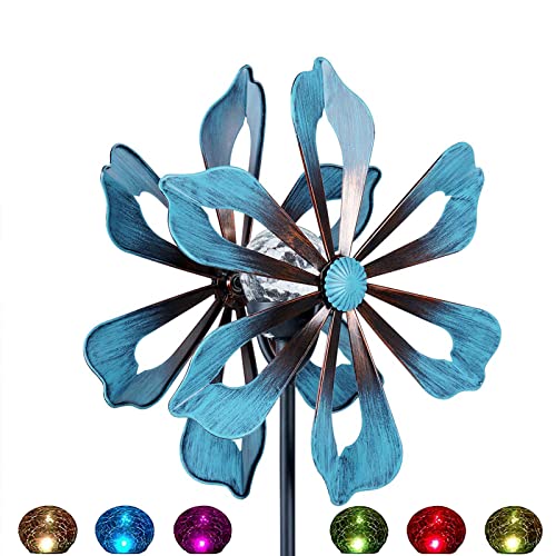 Gift For Father's Day Solar Wind Spinners For Yard And Garden,(59" Height) Garden Sculptures & Statues Windmills For The Yard Garden #TOP2