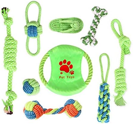 Sempurna 9 Pack Knotted Woven Pet Dog Toy,Eco-Friendly Cotton Rope Toys, Durable Cotton Dog Rope Toys and Pets Puppies Teething Rope…