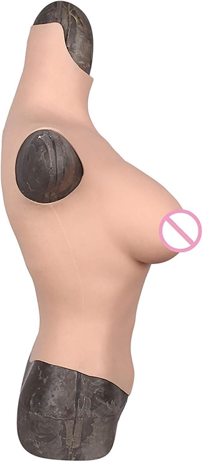 Placca pettorale in Silicone Mezzo Busto con Scollo Rotondo, Forma Seno Finta riempita in Gel Liquido per Crossdressing, Drag Queen, Post-Mastectomia e transgen, G Cup-A, G Cup-A