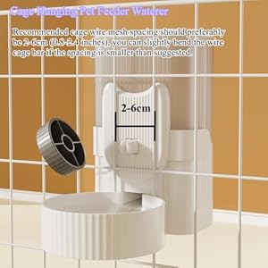 Automatic Replenish Pet Feeder, 1L Capacity Auto Gravity Cage Hanging Food Dispenser Set for Dog and Cat Small Animals, Removable Pet Food Bowl Food Container (Feeder, Grey)