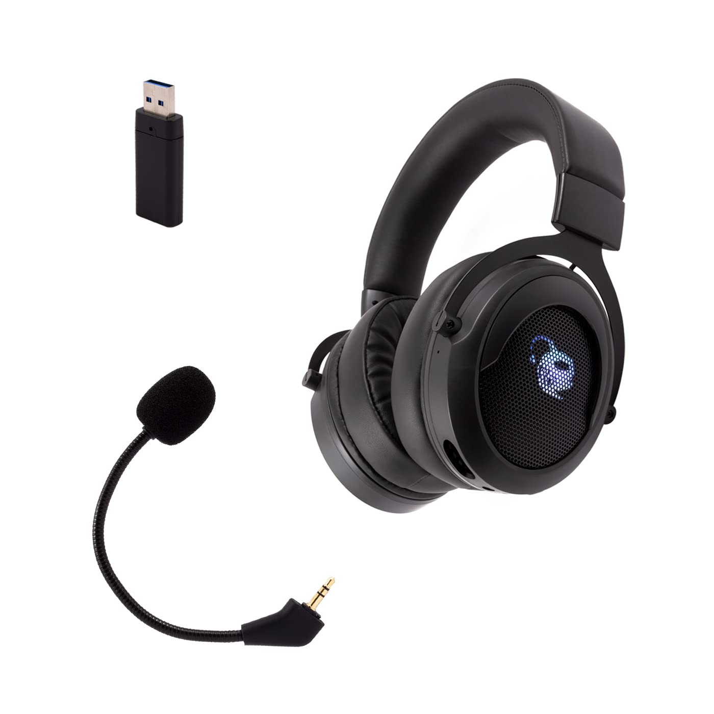 CoolBox DeepGaming Cascos Gaming Inalámbricos G01 Pro Auriculares para PS4, PS5, PC, MacOS, Nintendo Switch. Micrófono Extraíble, Autonomía hasta 12 Horas. Negro