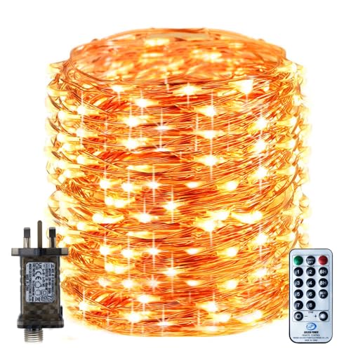 RcStarry Fairy Lights Plug in, 50M 500LED Copper Wire Fairy Lights Warm White, 165ft LED Fairy String Lights Mains Powered with Remote, Timer, 8 Modes, Memory, Waterproof for Indoor Outdoor Decor