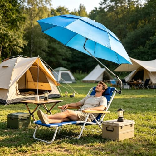 Sombrilla para playa y camping con sistema de clip universal multiposición 3