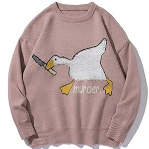 Heren trui Mannen Spoof Duck Patroon Gebreide Sweater Autumn Casual Pullover Sweater Gebreide trui (Color : Pink, Size…