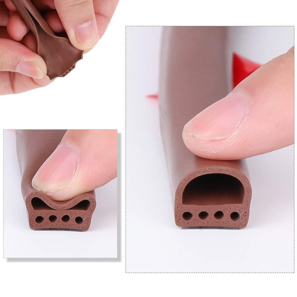 Tira de sellado de silicona para puertas y ventanas, cinta autoadhesiva insonorizada, anticolisión, sello a prueba de polvo, 6 m, tira de sellado multiorificio (blanco, 14 x 12 mm)