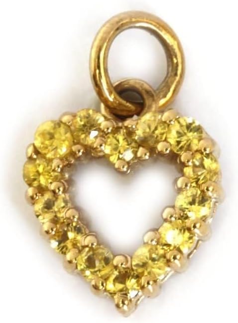 Solid 18k Rose Gold 0.3 ctw Natural Yellow Sapphire Heart Pendant for Women 14 mm - Handmade in USA - September Birthstone