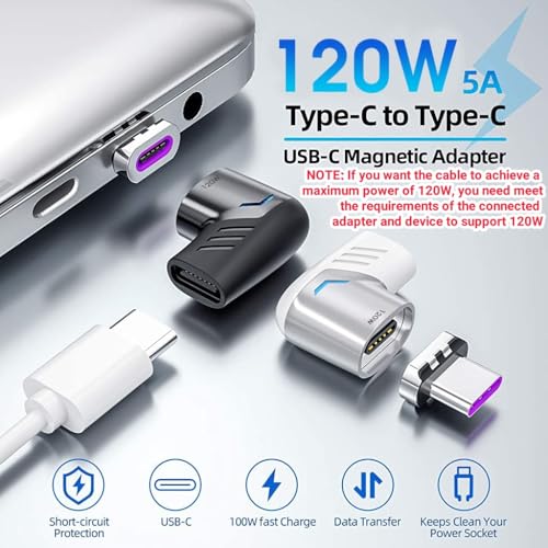 Image of Verilux 2PCS 90 USB C to C OTG Adapter, PD120W, 480Mbps Data Transfer | Right Angle Design, Reduces Cable Bends, for Laptops, Tablets and Smartphones, Zinc Alloy Build, Charging and Data Transfer