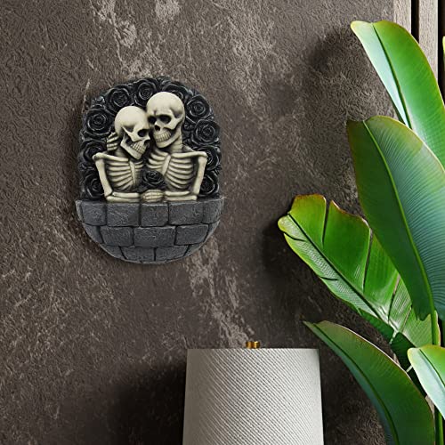 Dwk - Gothic Skeleton Lovers On Castle Walls Tower Couple Wall Hanger Surrounded By Black Roses Wall Sculpture Romantic Gothic Home Decor Door Accent -, 8-Inch #TOP6