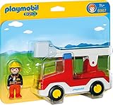playmobil 123 zooköfferchen Mit Anhängerkupplung PLAYMOBIL 1.2.3 - 6967 Feuerwehrleiterfahrzeug, ab 1,5 Jahren