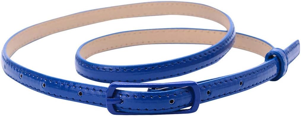 Selighting Women's Solid Color Faux Leather Skinny Belts for Dresses (One Size, Royal Blue)