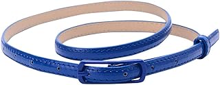 Women's Solid Color Faux Leather Skinny Belts for Dresses (One Size, Royal Blue)