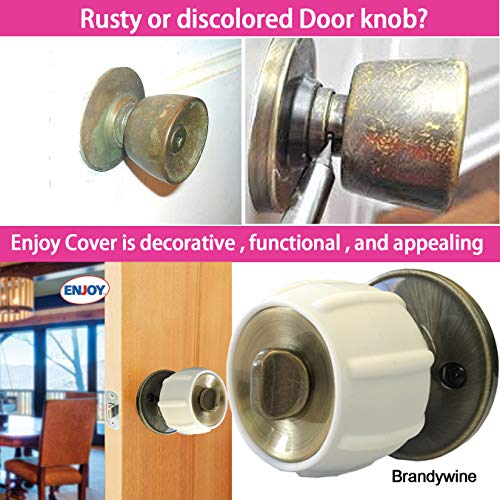 New Enjoy Cover - Door Knob Cover Grips Non Slip Arthritis & Senior Living Aids Grippy Easy Open Decorative. Simple Functional Effective Solution- 4 Pack (White, Brandywine) #TOP5