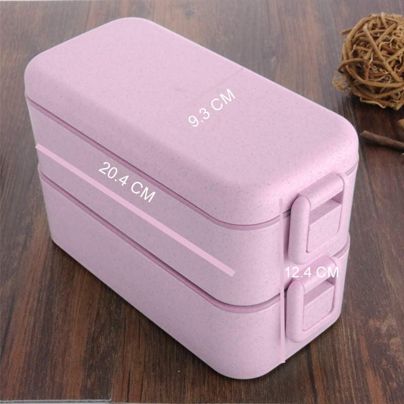 Bibi & Co. Bento Box with Built-in Utensil Set, Japanese Lunch Containers, All-in-One Adult/Kids Meal Prep Container, 2 Stackable Portable Leak-proof Large Capacity, Microwave Safe Lunch Box.
