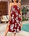 Pinup Fashion Plus Size Cover Ups Women Red Floral Strapless Midi Beach Cover Up with Pockets 18W