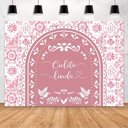MEHOFOND 10x7ft Cielito Lindo Baby Shower Backdrop Pink Arch Cielito Lindo Baby Shower Party Decorations Banner for Girl Mexican Wedding Birthday Fiesta Party Decor Photography Background Supplies
