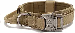 Coleira tática para cães de treinamento militar ajustável com alça de controle e fivela de metal pesado para cães médios e grandes, A-M
