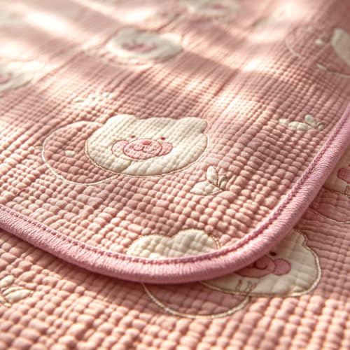 Image of 100% Cotton 6-Layer Muslin Baby Blanket | Super Soft, Breathable & All Seasons Multipurpose Blanket for Babies (Teddy - Pink)