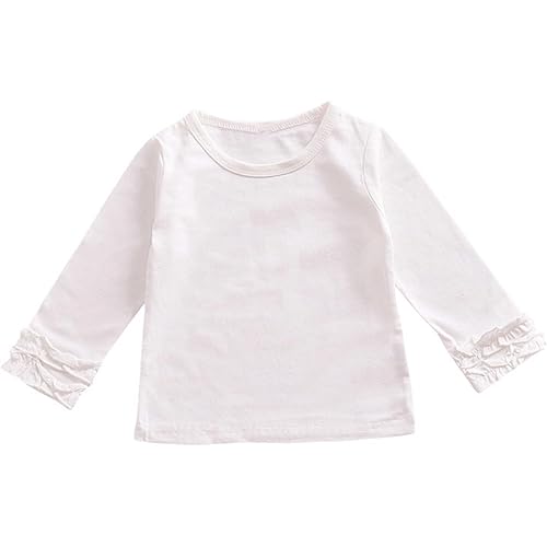 Baby Toddler Girl Long Sleeve Blouse Kids Solid Color Basic Tee Tops Little Girls Ruffle Cuffs T-Shirts Girls Clothes